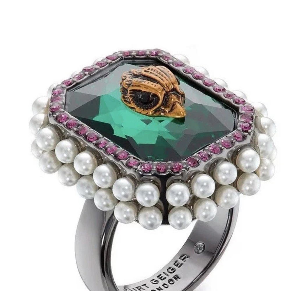 COPY - Kurt Geiger London Signature Eagle Vintage Gem Pearl Cocktail Ring size 9